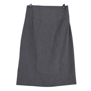 CUE Womens Charcoal Herringbone‎ Midi Pencil Skirt Made in Australia Size 10